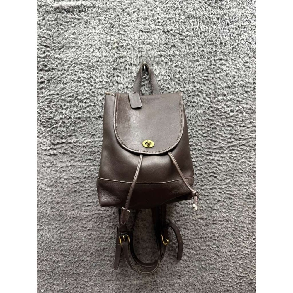 Vintage Coach K3H-9791 Women's Leather Turn-Lock Daypack Backpack Dark Brown